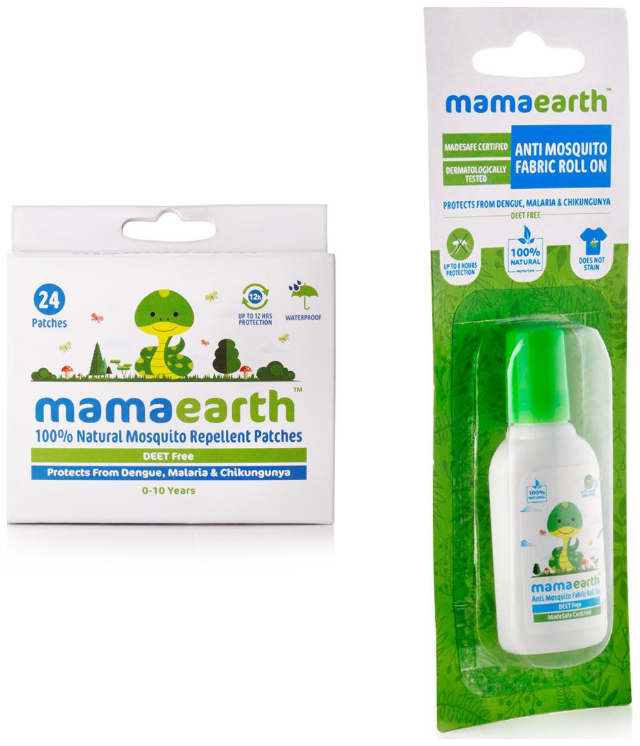 

Mamaearth Natural Repellent Mosquito Patches for Babies 24pcs 7g and Anti Mosquito Fabric Roll On 8ml (Pack of 2)