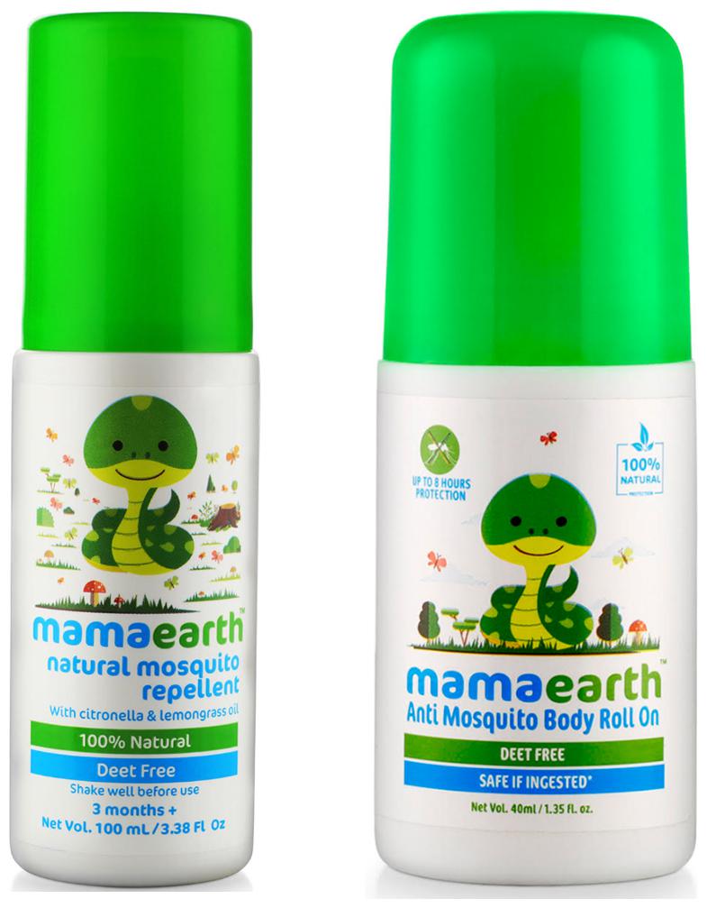 

Mamaearth Natural Insect Repellent (100 ml) and Natural Anti Mosquito Body Roll On 40ml (Pack of 2)