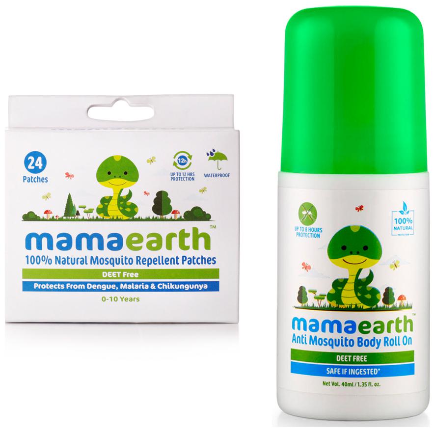 

Mamaearth Natural Repellent Mosquito Patches for Babies 24pcs 7g and Natural Anti Mosquito Body Roll On 40ml (Pack of 2)