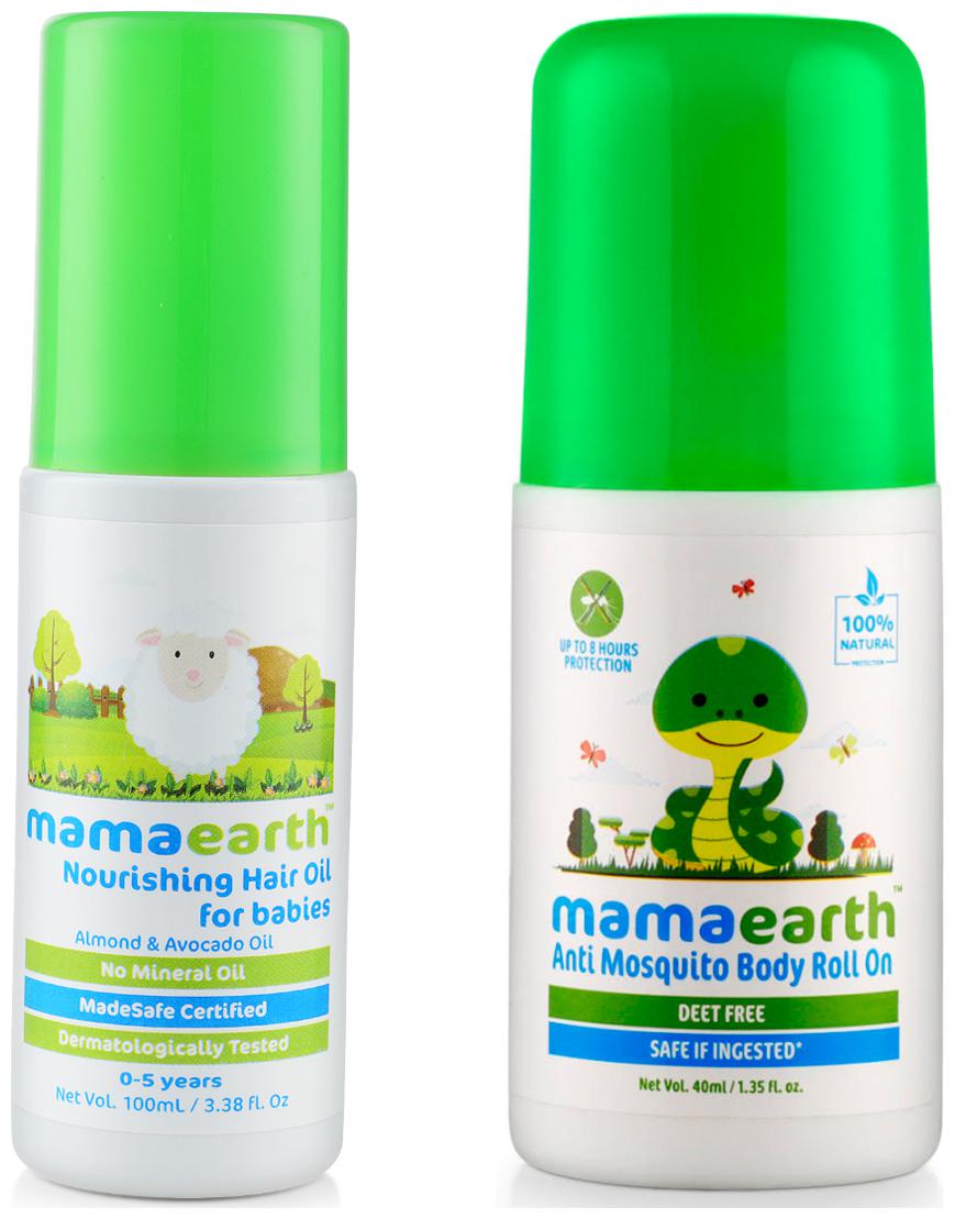 

Mamaearth Nourishing Hair Oil 100ml and Natural Anti Mosquito Body Roll On 40ml (Pack of 2)