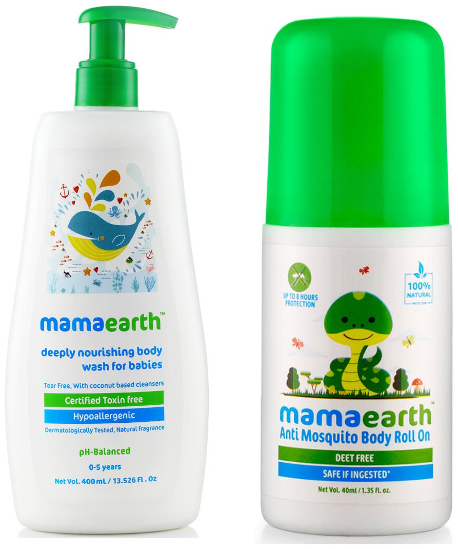 

Mamaearth Nourishing Bodywash (400 ml 0-5 Yrs) Natural Anti Mosquito Body Roll On 40 ml Pack of 2