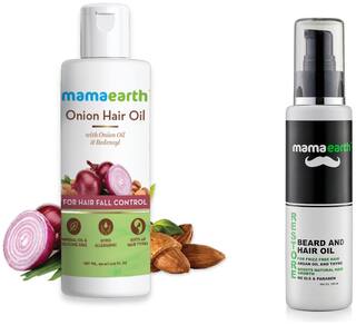 Buy Mamaearth Onion Hair Oil 150 Ml And Beard Oil Men 100 Ml Pack