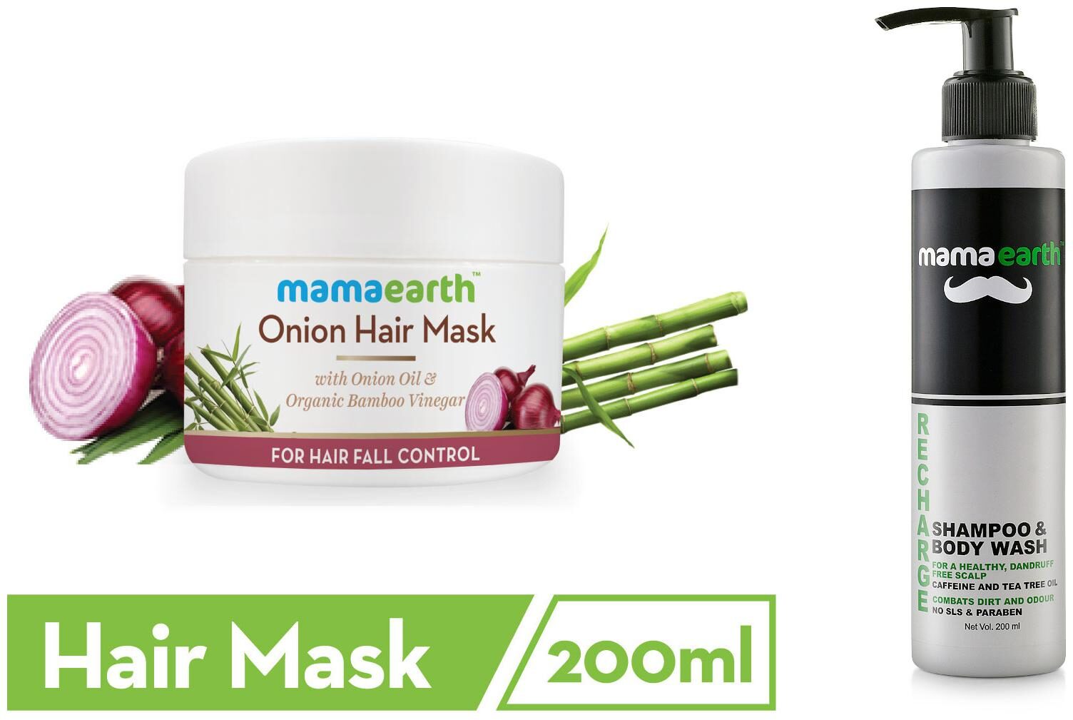 

Mamaearth Onion Hair Mask 200 ml And Shampoo Men 200 ml (Pack of 2)