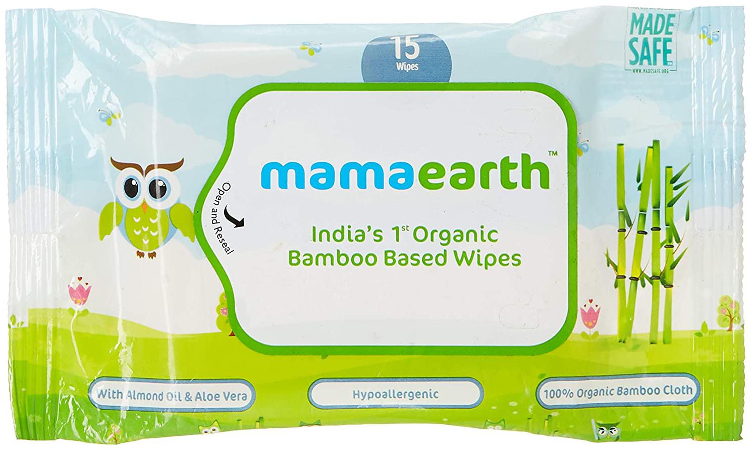 

Mamaearth Organic Bamboo Based Wipes - Travel Pack 15 pcs