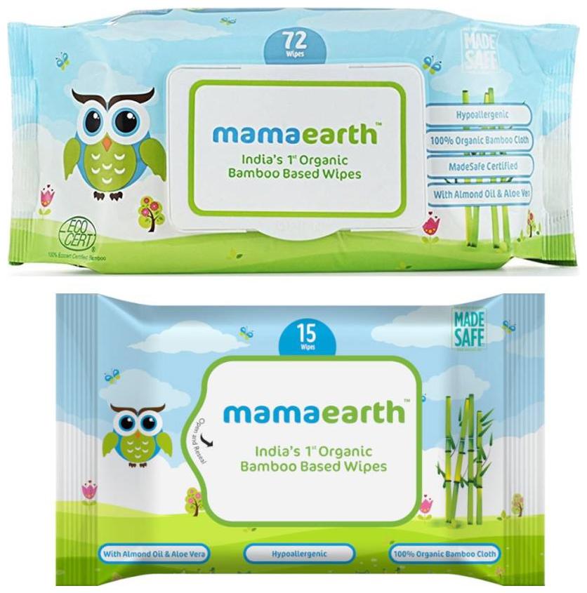 

Mamaearth Organic Bamboo Based Baby Wipes 72 pcs(330g) Mamearth Baby Wipes Travel Pack (15 Wipes-123g)(pack of 2)