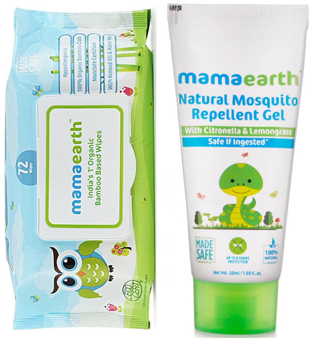 

Mamaearth Organic Bamboo Based Baby Wipes 72pcs 330g and Natural Mosquito Repellent Gel 50ml (Pack of 2)