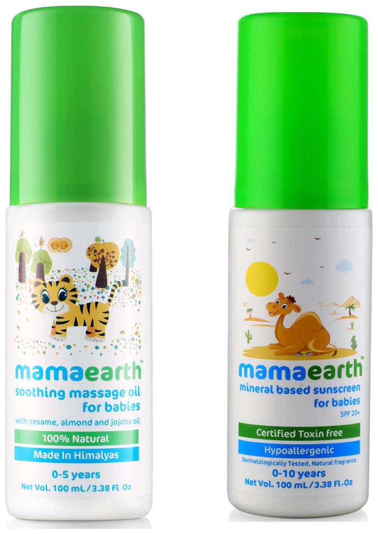 

Mamaearth Soothing Massage Oil (100 ml) and Mineral Based Sunscreen (100 ml) (Pack of 2)