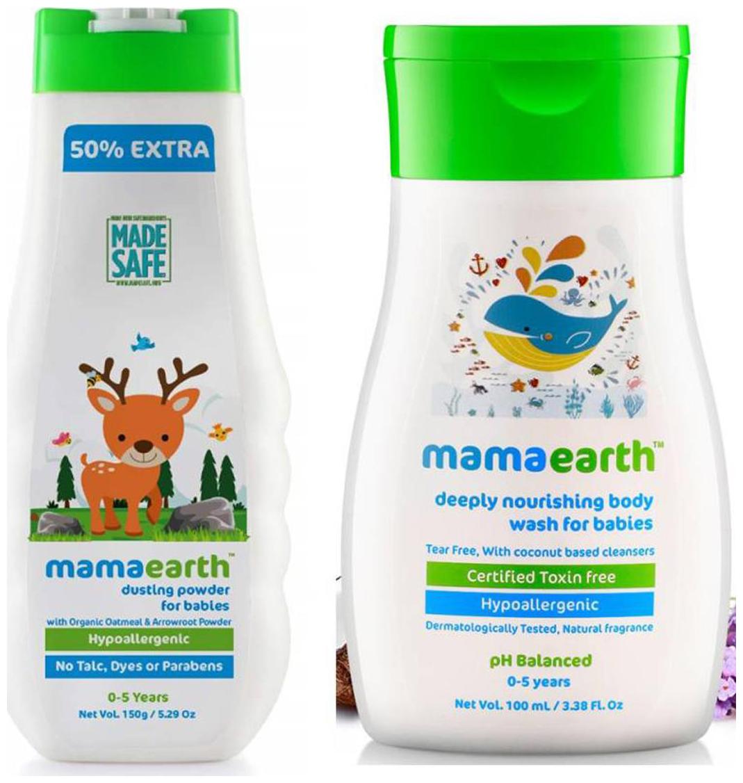 

Mamaearth Talc Free Organic Dusting Powder For Babies With Arrowroot Oat Starch 150G And Nourishing Wash For Babies (100 ml 0-5 Yrs)
