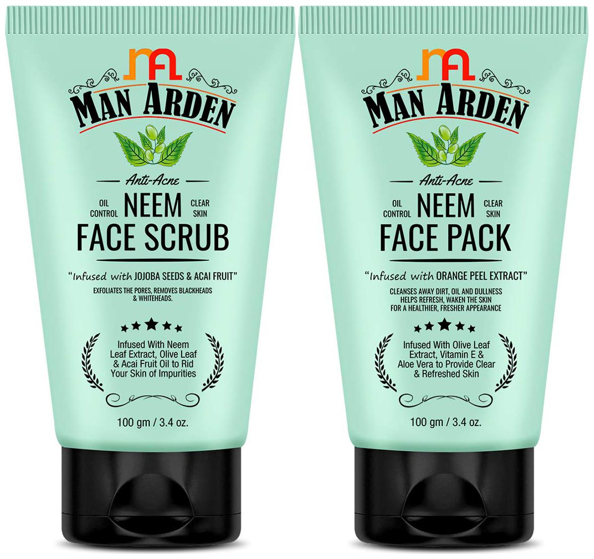 

Man Arden Anti Acne Neem Face Pack 100g Face Scrub-100g (Pack of 2)