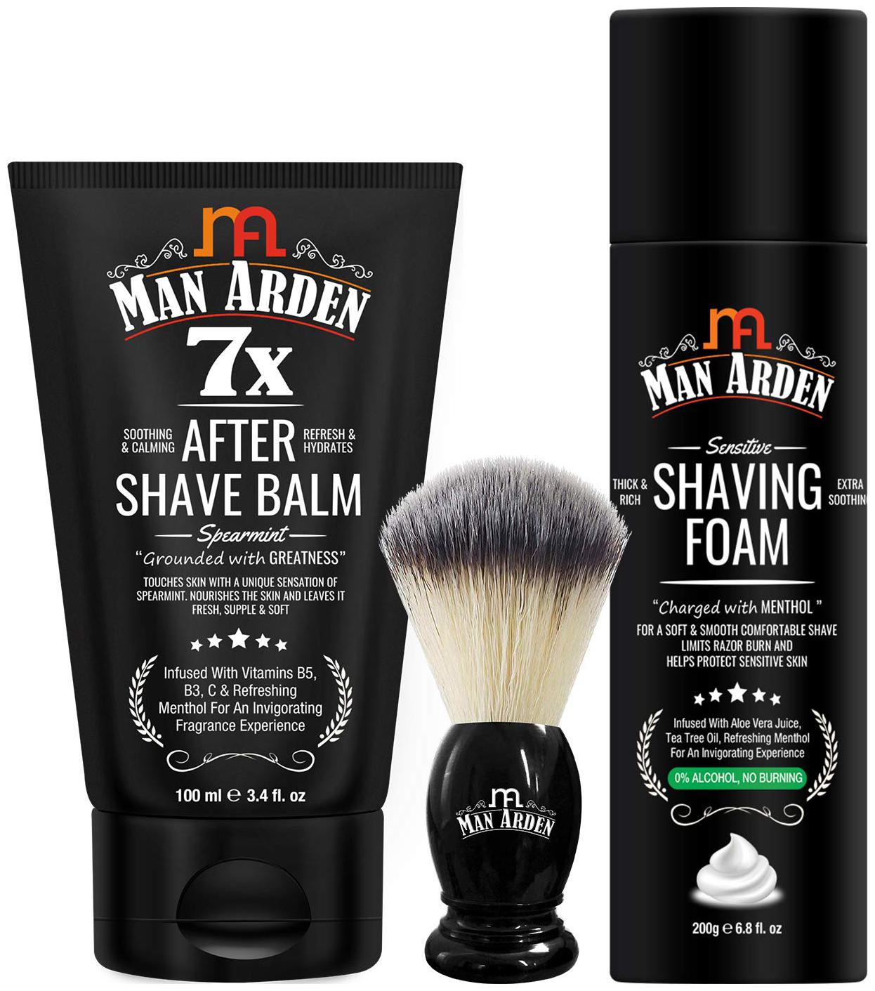 

Man Arden Shaving Combo After Shave Balm 100ml Shaving Brush Shaving Foam 200ml (Pack Of 3)