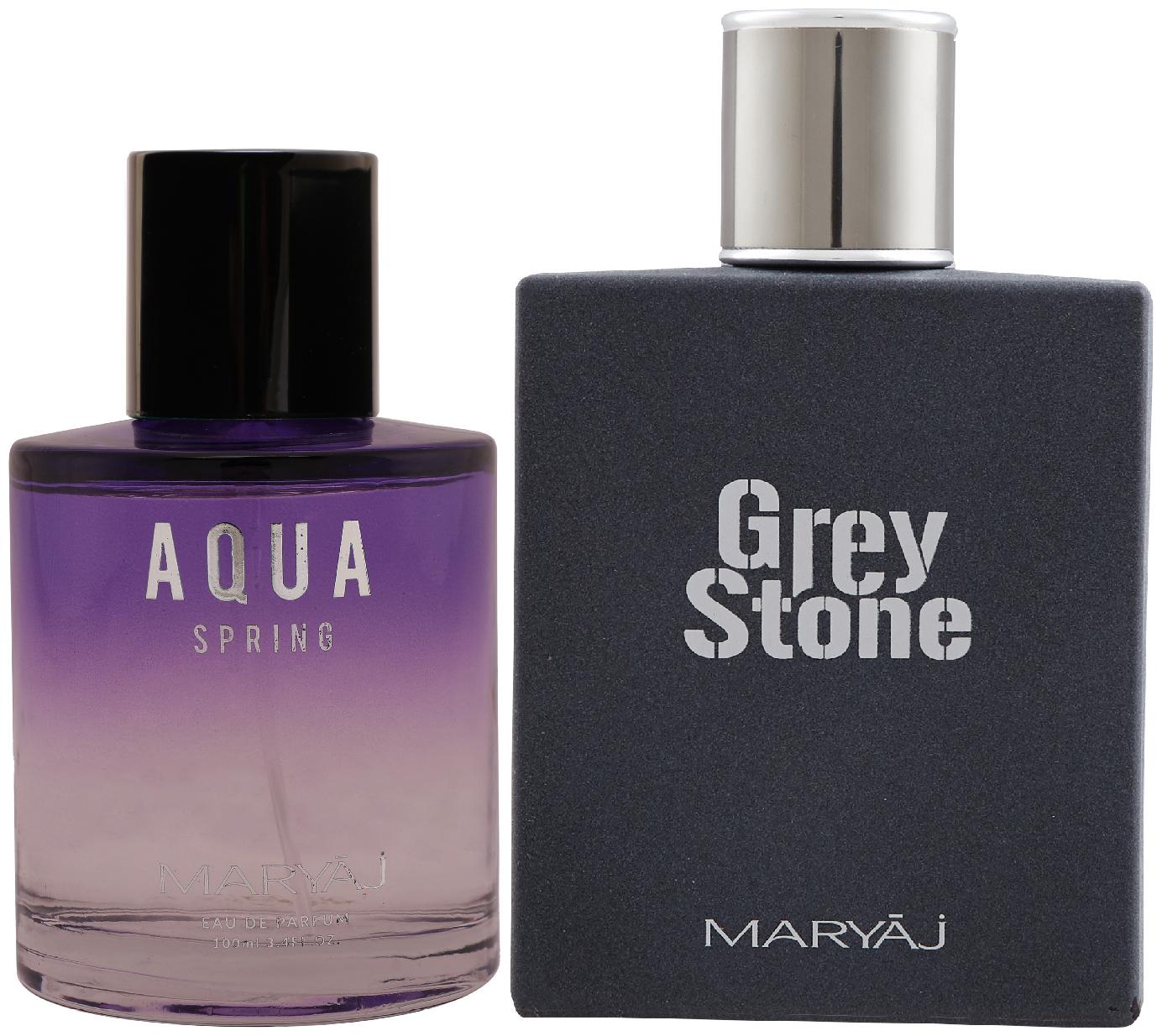 

Maryaj Aqua Spring Eau De Parfum Fruity Floral Perfume 100ml for Women and Maryaj Grey Stone Eau De Parfum Aromatic Woody Perfume 100ml for Men