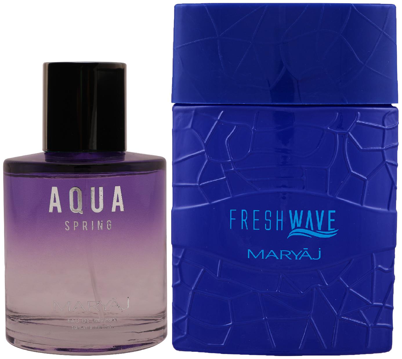 

Maryaj Aqua Spring Eau De Parfum Fruity Floral Perfume 100ml for Women and Maryaj Fresh Wave Eau De Parfum Citrus Woody Perfume 100ml for Men