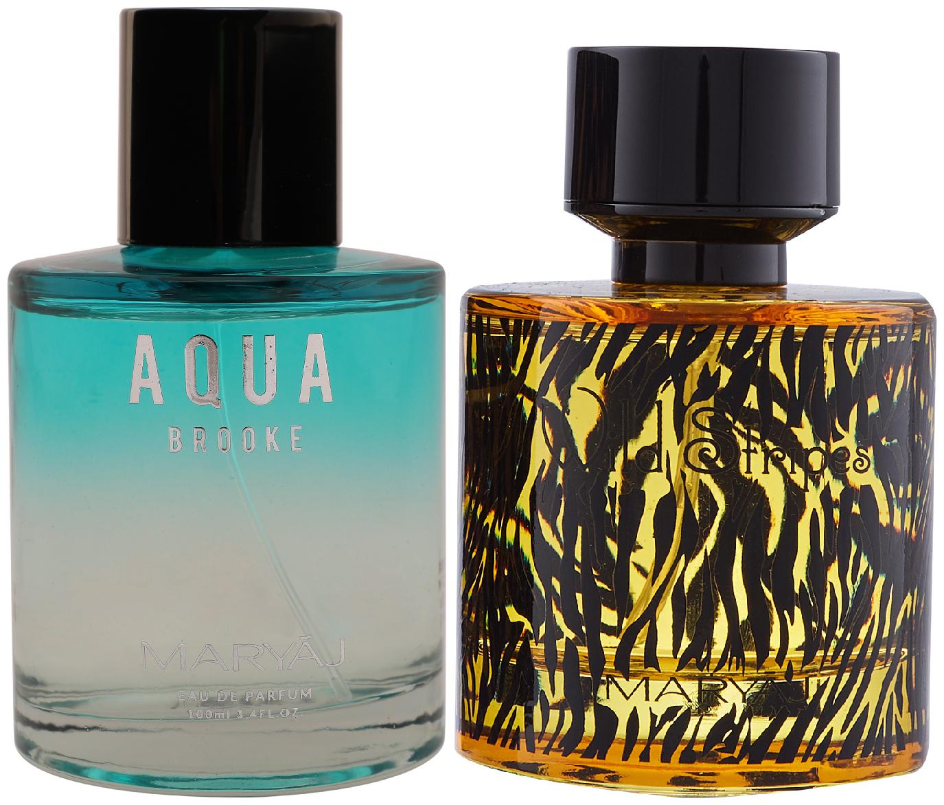 

Maryaj Aqua Brooke Eau De Parfum Citrus Floral Perfume 100ml for Women and Maryaj Wild Stripes Eau De Parfum Aromatic Oriental Perfume 100ml for Men