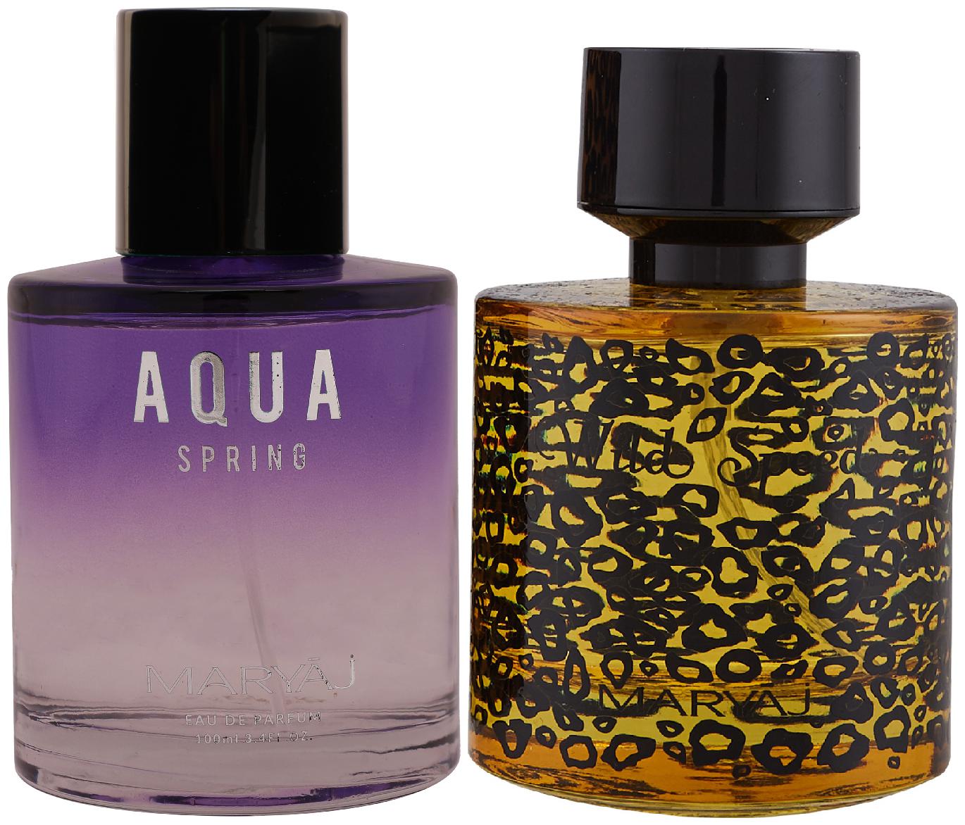 

Maryaj Aqua Spring Eau De Parfum Fruity Floral Perfume 100ml for Women and Maryaj Wild Speed Eau De Parfum Citrus Spicy Perfume 100ml for Men