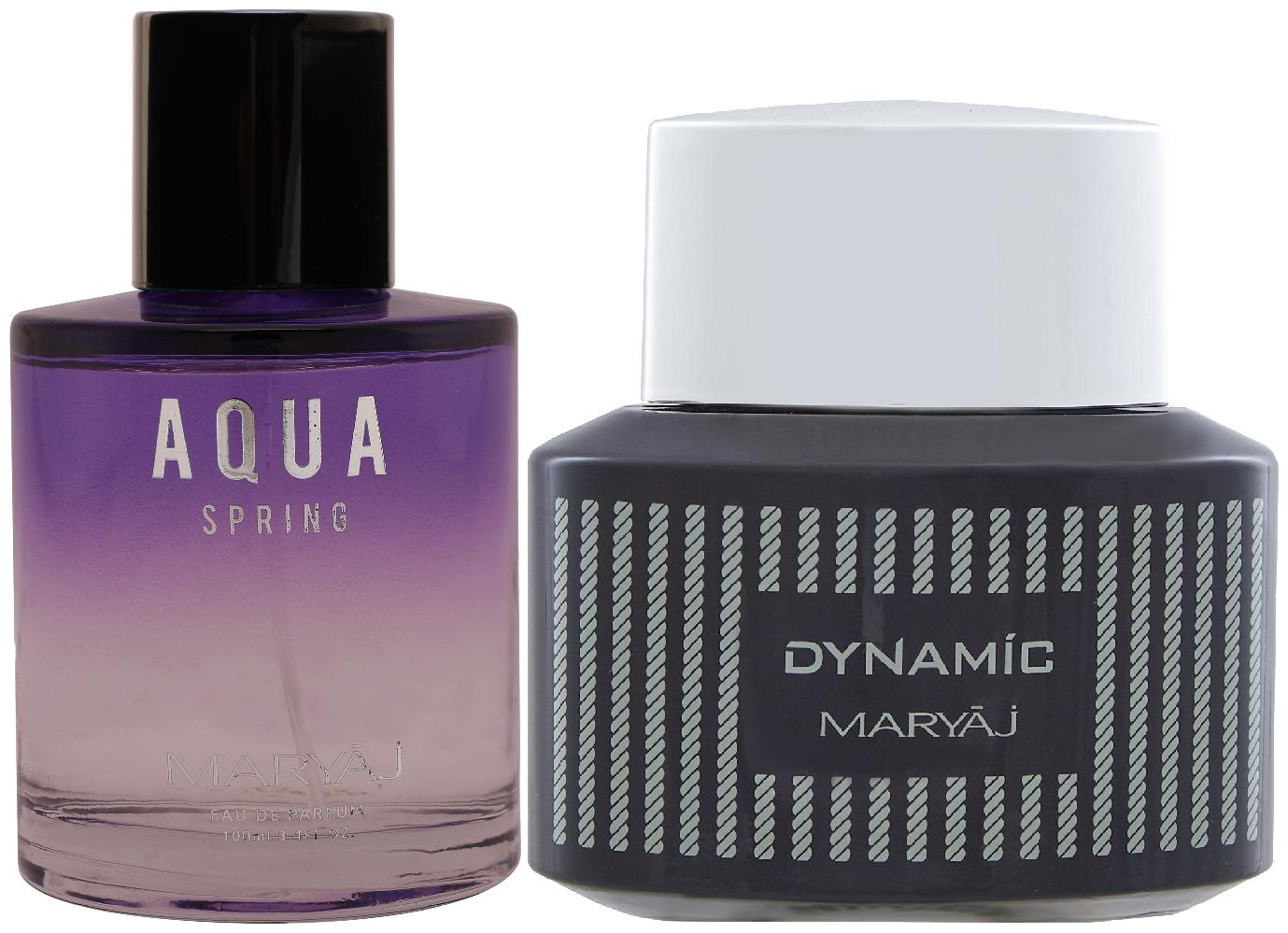 

Maryaj Aqua Spring Eau De Parfum Fruity Floral Perfume 100ml for Women and Maryaj Dynamic Eau De Parfum Spicy Woody Perfume 100ml for Men