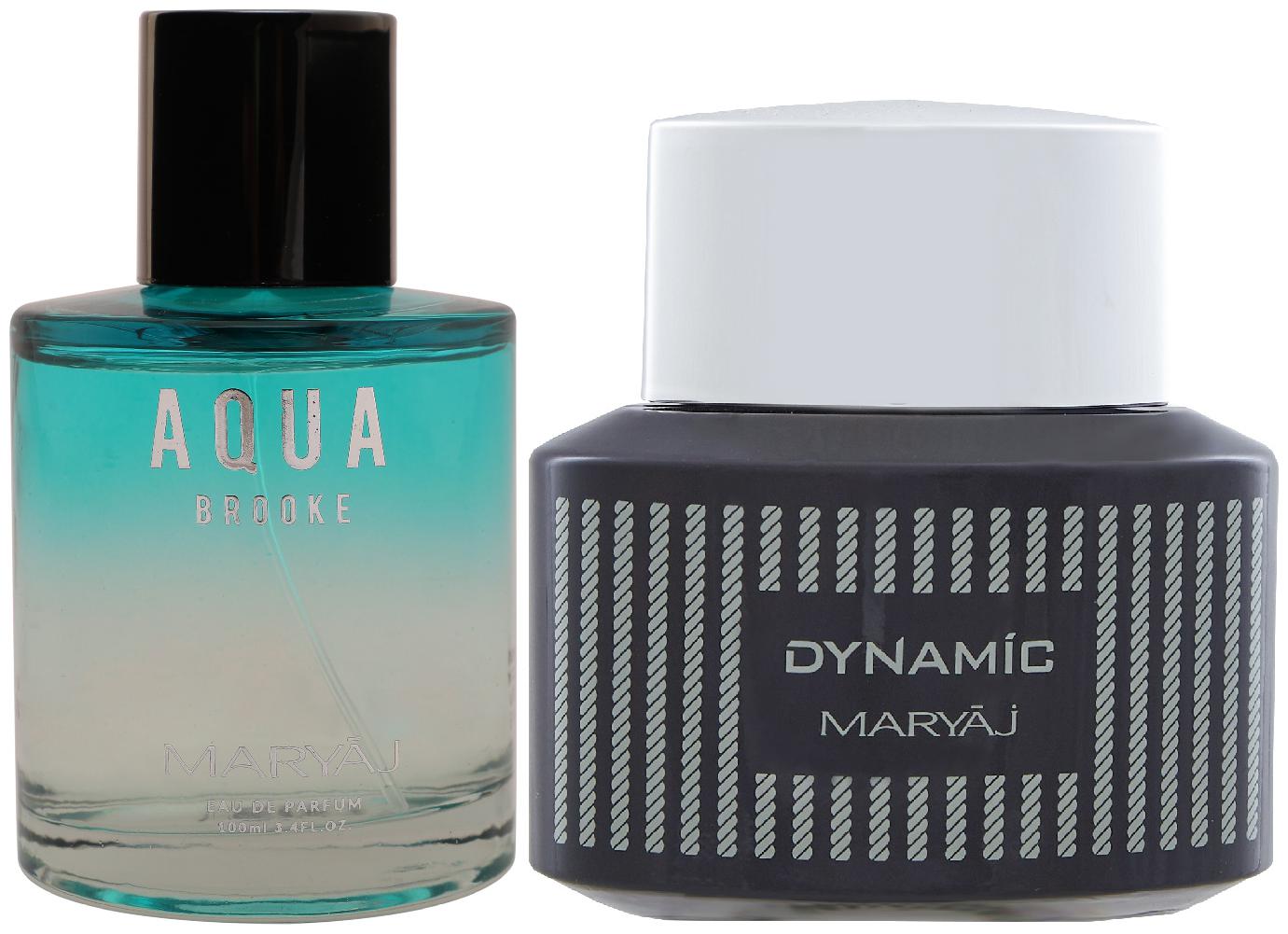 

Maryaj Aqua Brooke Eau De Parfum Citrus Floral Perfume 100ml for Women and Maryaj Dynamic Eau De Parfum Spicy Woody Perfume 100ml for Men