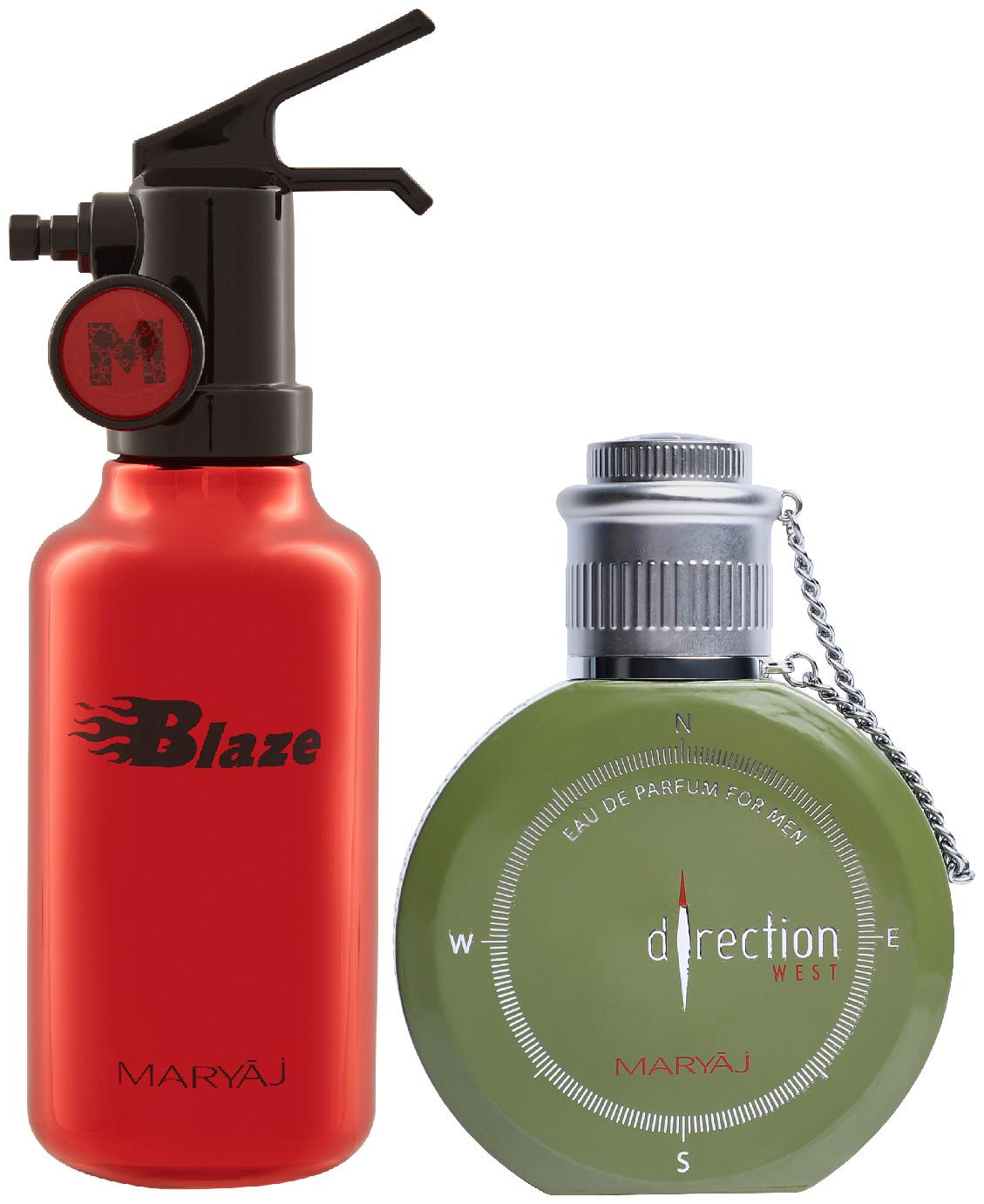 

Maryaj Blaze Eau De Parfum Citrus Aromatic Perfume 100ml for Men and Maryaj Direction West Eau De Parfum Green Spicy Perfume 100ml for Men ( Pack of 2 )