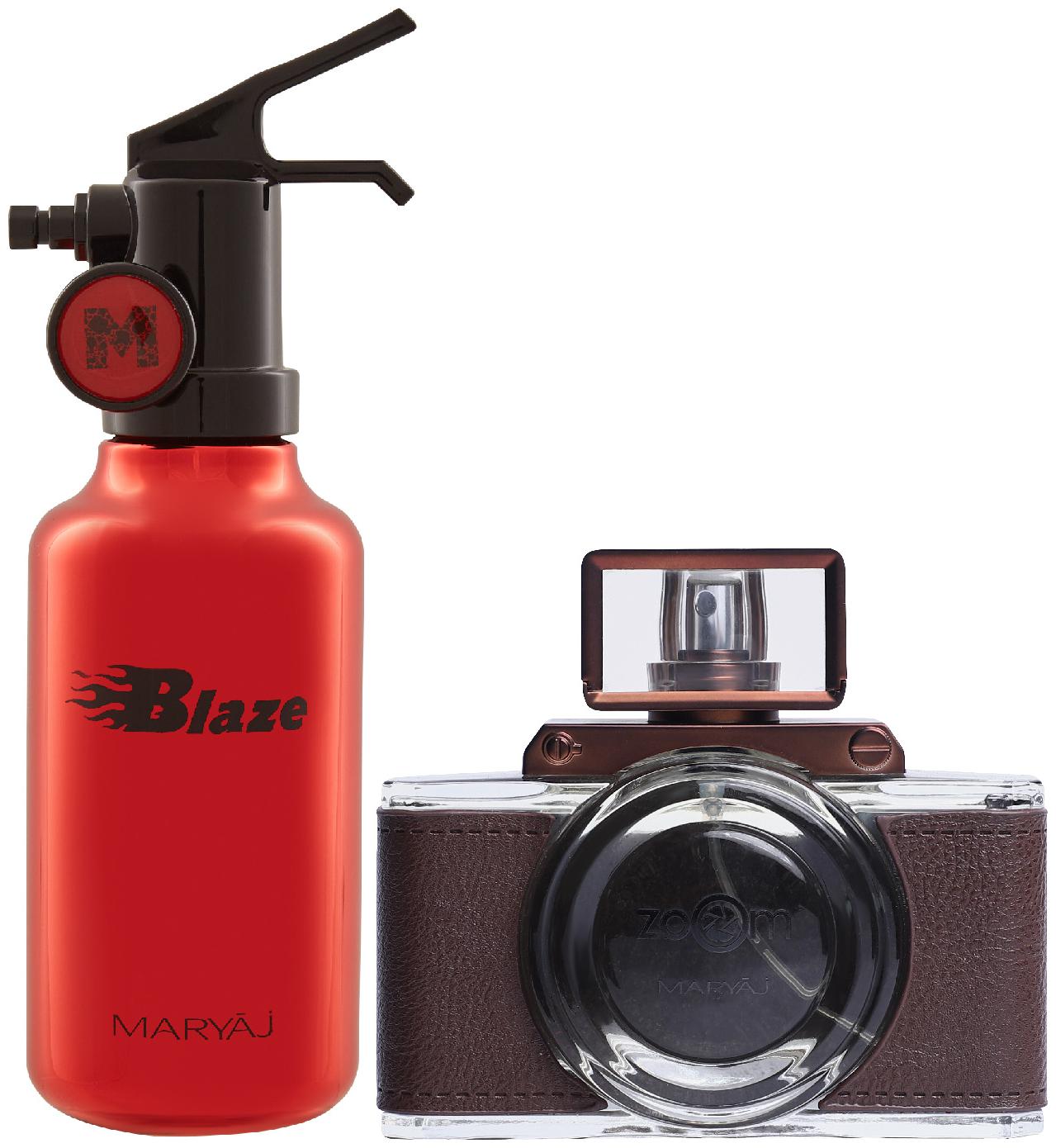 

Maryaj Blaze Eau De Parfum Citrus Aromatic Perfume 100ml for Men and Maryaj Zoom Pour Homme Eau De Parfum Spicy Woody Perfume 100ml for Men ( Pack of 2 )