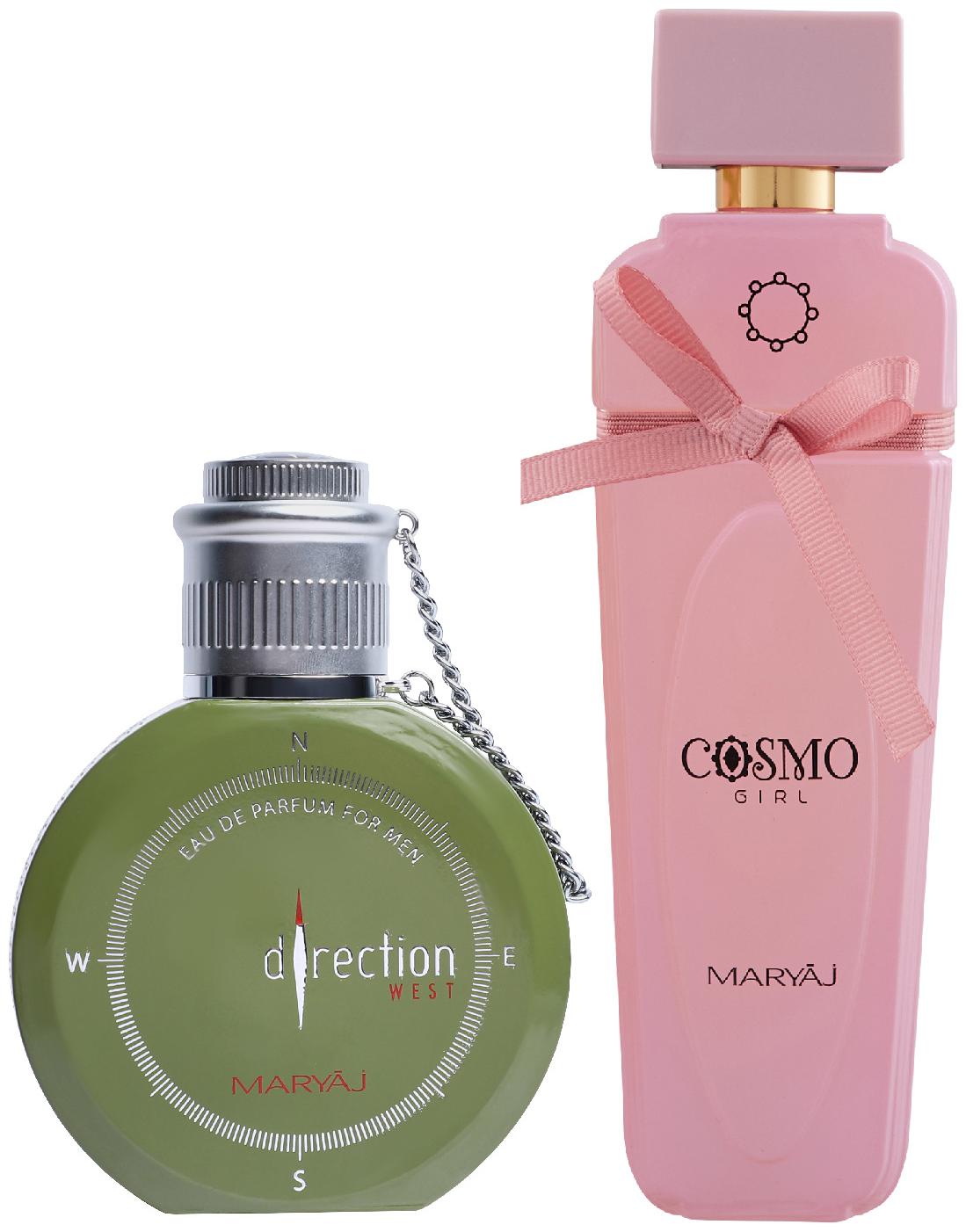 

Maryaj Direction West Eau De Parfum Green Spicy Perfume 100ml for Men and Maryaj Cosmo Girl Eau De Parfum Floral Powdery Perfume 100ml for Women