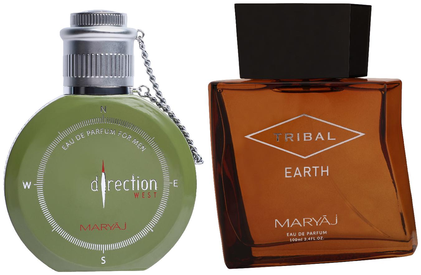 

Maryaj Direction West Eau De Parfum Green Spicy Perfume 100ml For Men And Maryaj Tribal Earth Eau De Parfum Citrus Woody Perfume 100ml For Unisex (Pack Of 2)