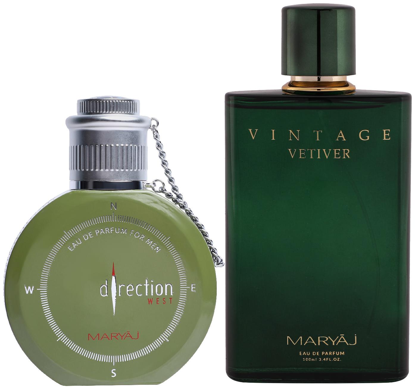 

Maryaj Direction West Eau De Parfum Green Spicy Perfume 100ml For Men And Maryaj Vintage Vetiver Eau De Parfum Citrus Aromatic Perfume 100ml For Unisex (Pack Of 2)