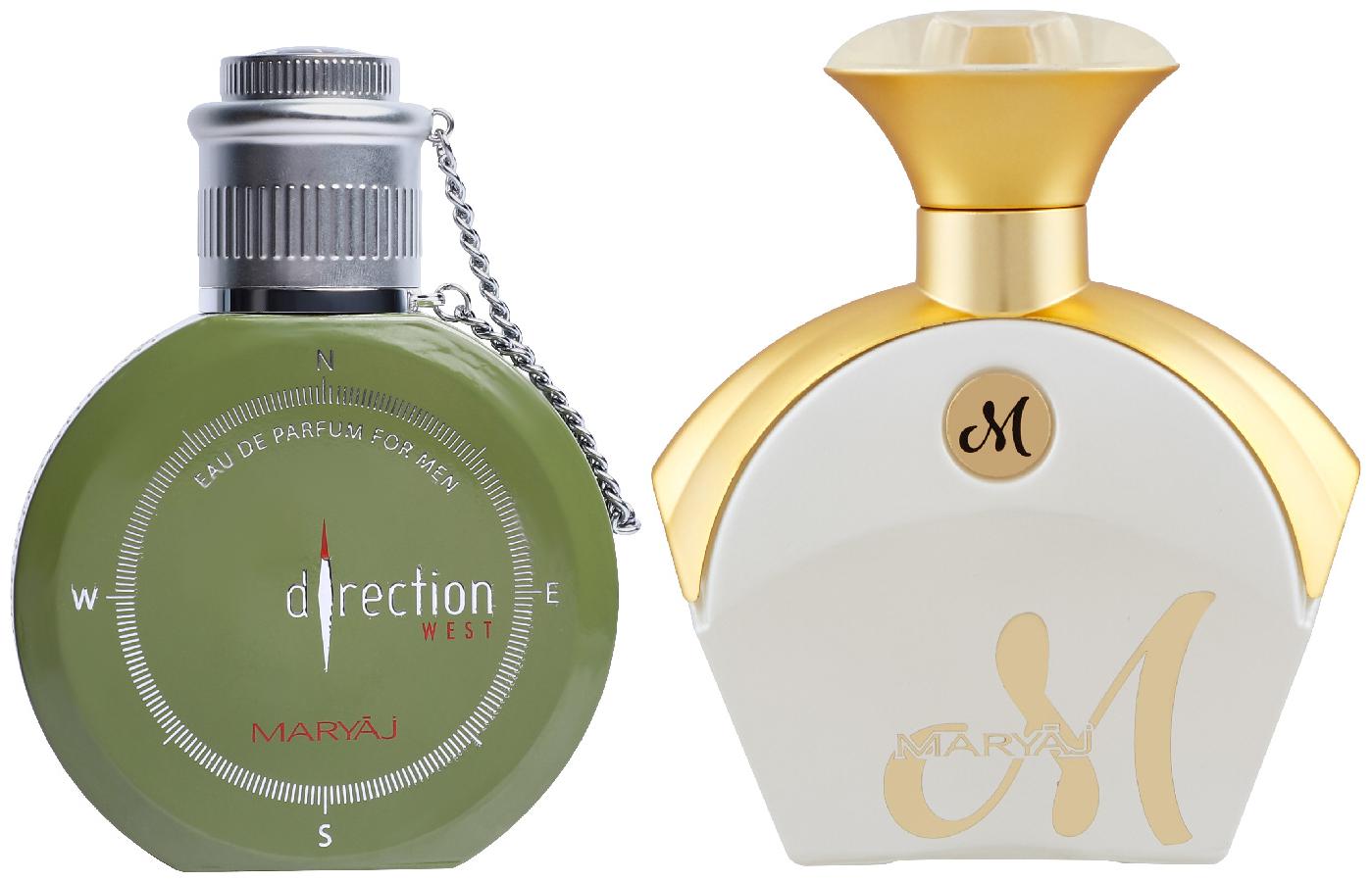 

Maryaj Direction West Eau De Parfum Green Spicy Perfume 100ml for Men and Maryaj M White for Her Eau De Parfum Floral Fruity Perfume 90ml for Women