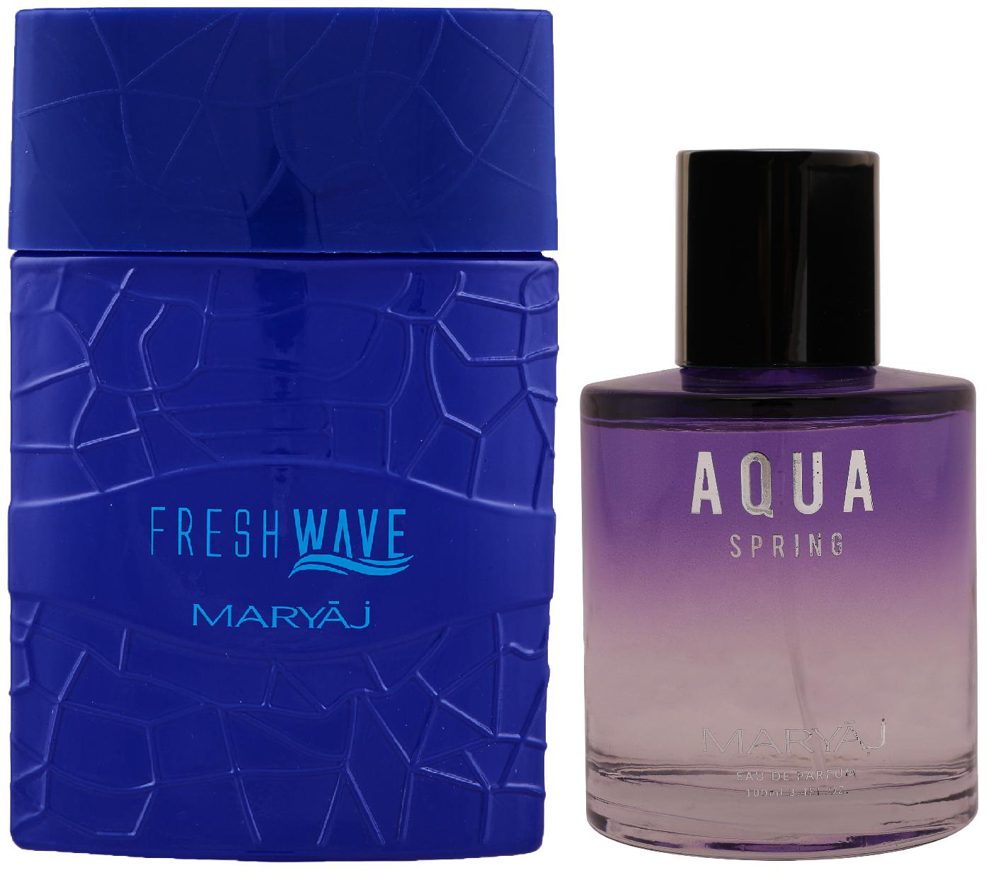 

Maryaj Fresh Wave Eau De Parfum Citrus Woody Perfume 100ml For Men And Maryaj Aqua Spring Eau De Parfum Fruity Floral Perfume 100ml For Women (Pack Of 2)