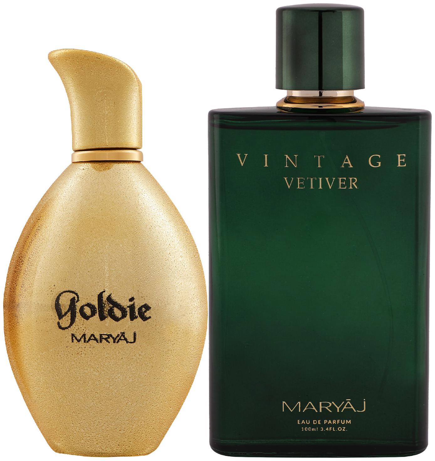 

Maryaj Goldie Eau De Parfum Fruity Floral Perfume 100ml For Women And Maryaj Vintage Vetiver Eau De Parfum Citrus Aromatic Perfume 100ml For Unisex (Pack Of 2)