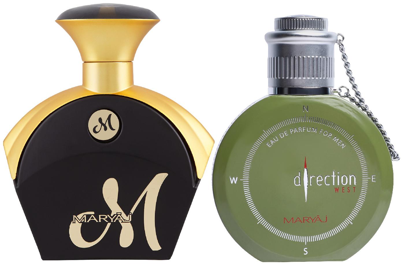 

Maryaj M for Her Eau De Parfum Fruity Floral Perfume 90ml for Women and Maryaj Direction West Eau De Parfum Green Spicy Perfume 100ml for Men