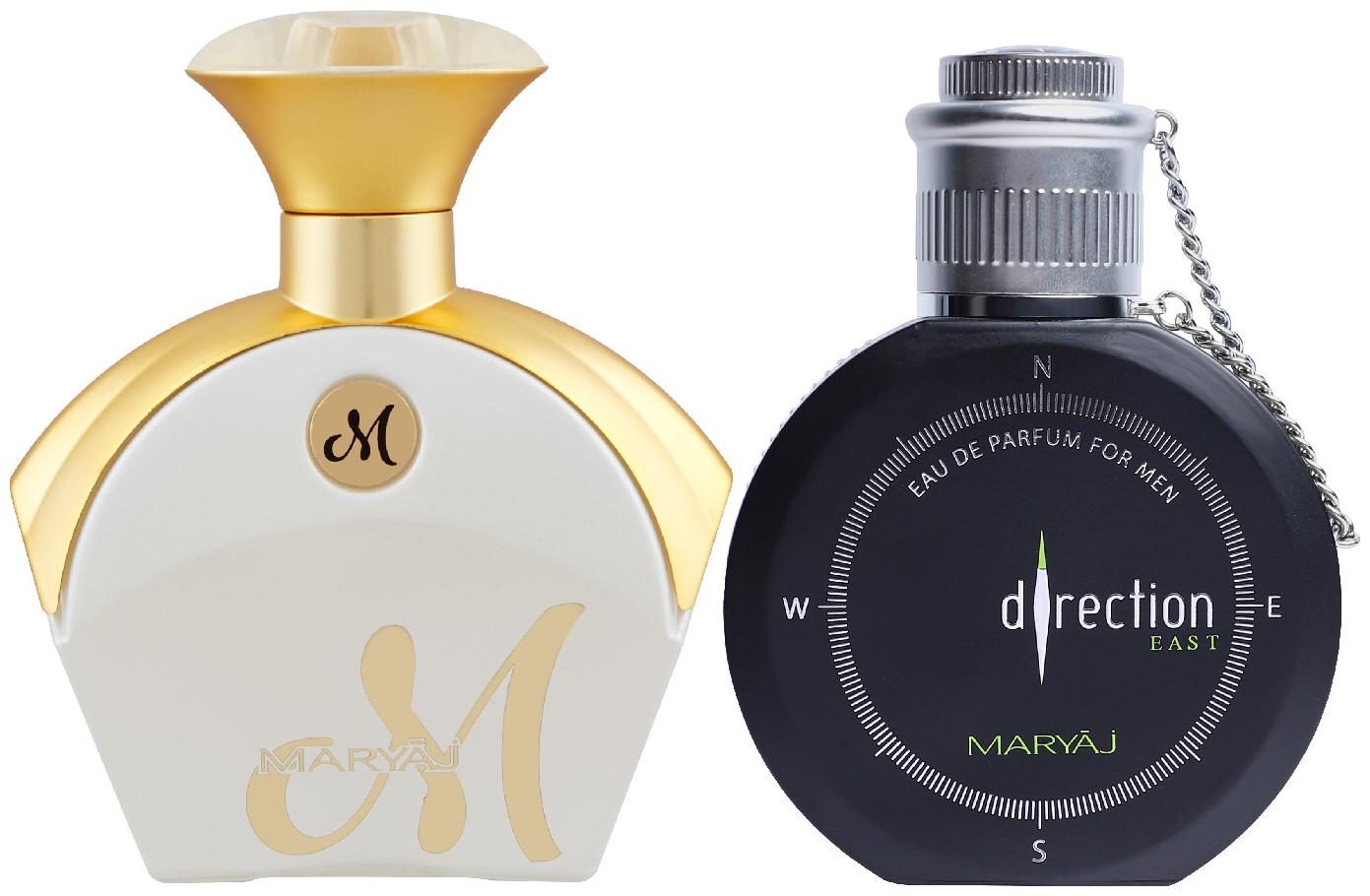 

Maryaj M White for Her Eau De Parfum Floral Fruity Perfume 90ml for Women and Maryaj Direction East Eau De Parfum Citrus Spicy Perfume 100ml for Men