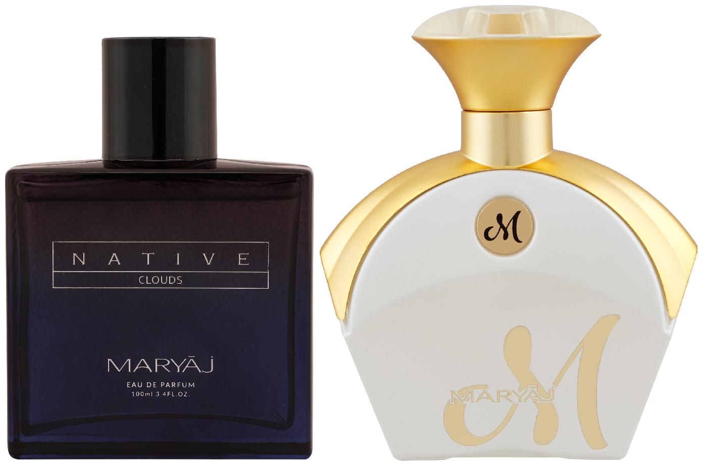 

Maryaj Native Clouds Eau De Parfum Aromatic Woody Perfume 100ml for Unisex and Maryaj M White for Her Eau De Parfum Floral Fruity Perfume 90ml for Women