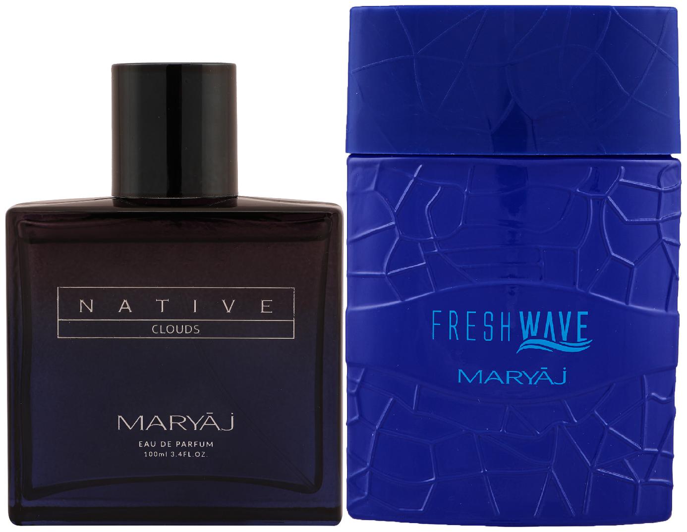 

Maryaj Native Clouds Eau De Parfum Aromatic Woody Perfume 100ml for Unisex and Maryaj Fresh Wave Eau De Parfum Citrus Woody Perfume 100ml for Men