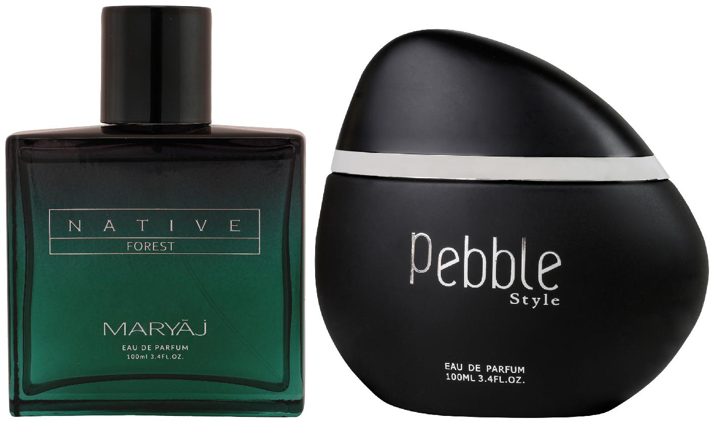 

Maryaj Native Forest Eau De Parfum Aromatic Powdery Perfume 100ml for Unisex and Maryaj Pebble Style Eau De Parfum Spicy Woody Perfume 100ml for Men