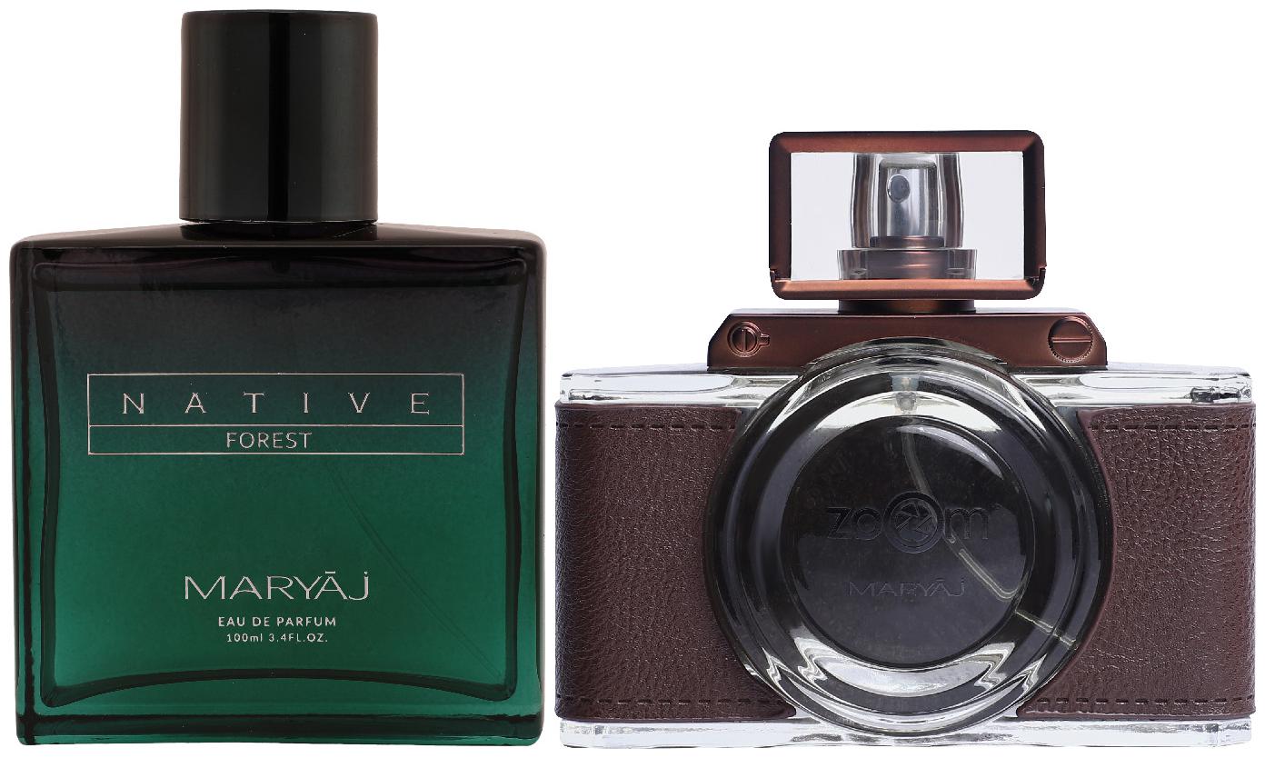 

Maryaj Native Forest Eau De Parfum Aromatic Powdery Perfume 100ml for Unisex and Maryaj Zoom Pour Homme Eau De Parfum Spicy Woody Perfume 100ml for Men
