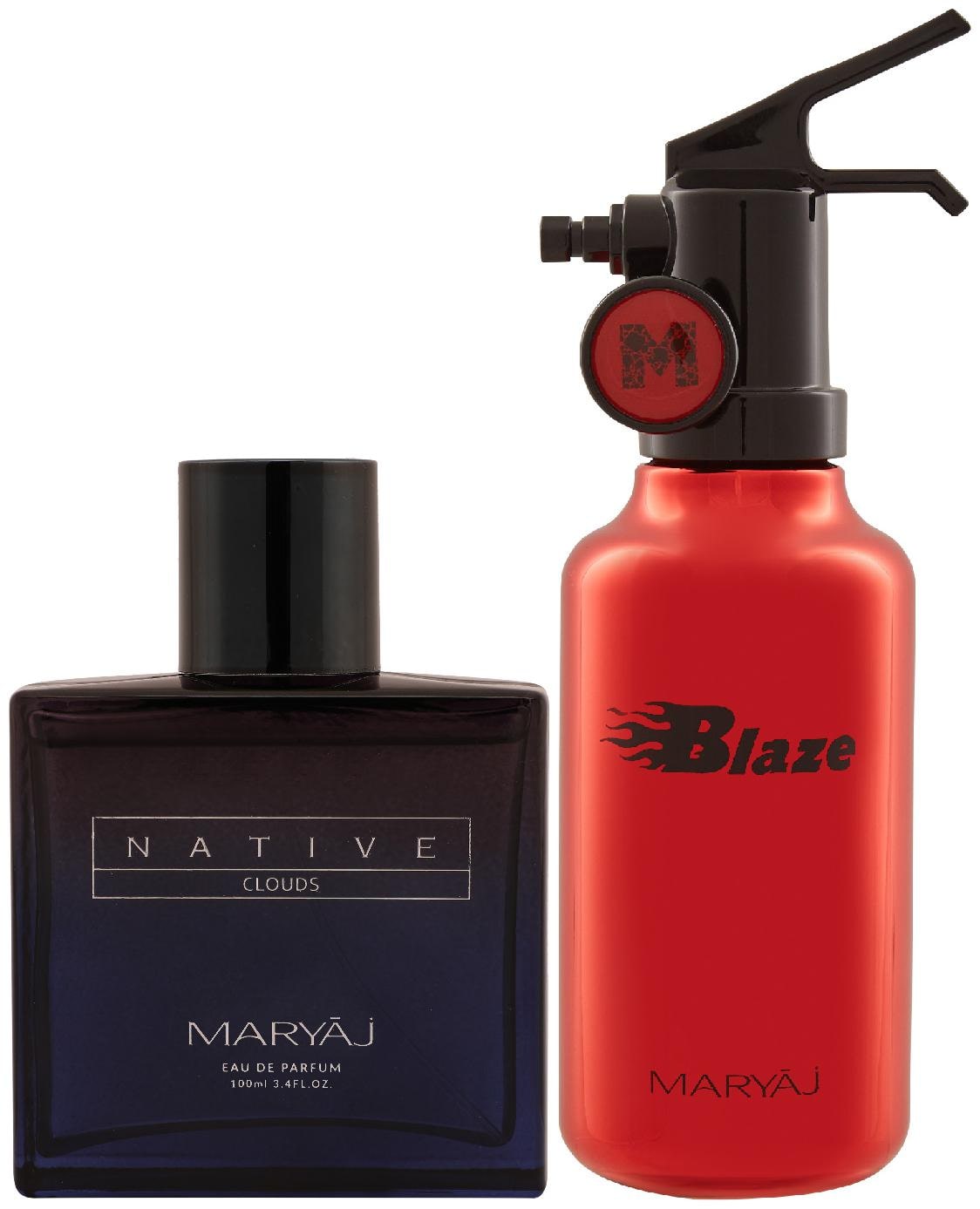 

Maryaj Native Clouds Eau De Parfum Aromatic Woody Perfume 100ml for Unisex and Maryaj Blaze Eau De Parfum Citrus Aromatic Perfume 100ml for Men
