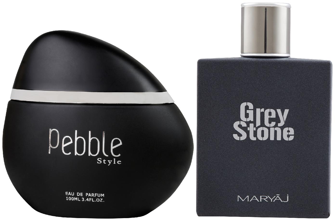 

Maryaj Pebble Style Eau De Parfum Spicy Woody Perfume 100ml for Men and Maryaj Grey Stone Eau De Parfum Aromatic Woody Perfume 100ml for Men ( Pack of 2 )