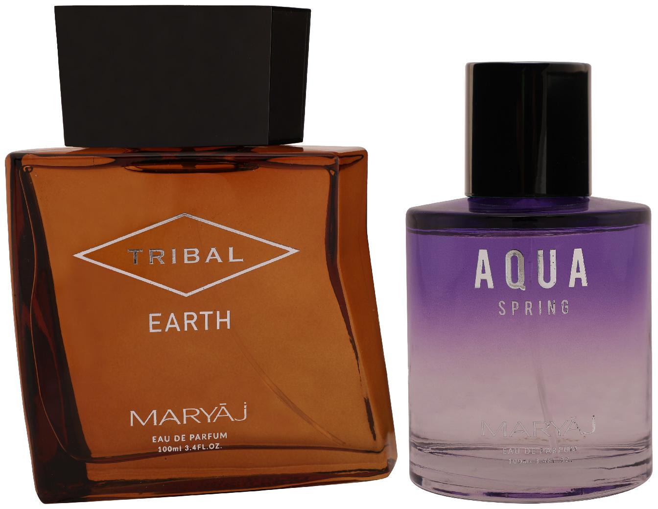 

Maryaj Tribal Earth Eau De Parfum Citrus Woody Perfume 100ml For Unisex And Maryaj Aqua Spring Eau De Parfum Fruity Floral Perfume 100ml For Women (Pack Of 2)
