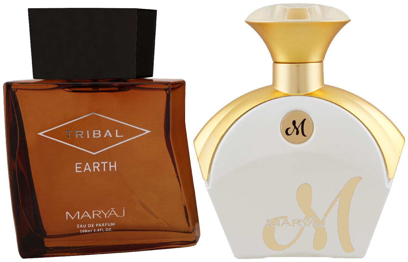 

Maryaj Tribal Earth Eau De Parfum Citrus Woody Perfume 100ml for Unisex and Maryaj M White for Her Eau De Parfum Floral Fruity Perfume 90ml for Women