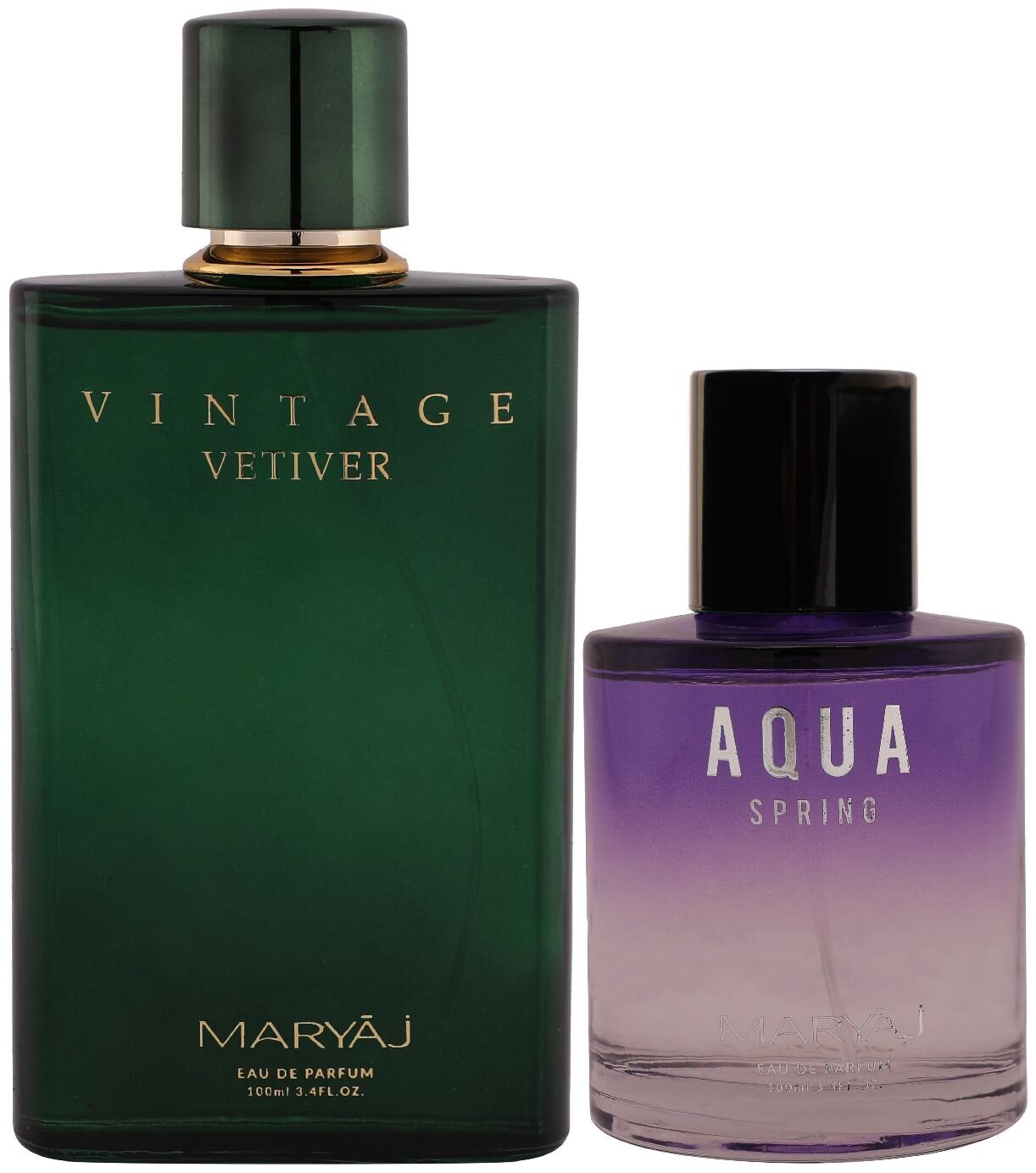 

Maryaj Vintage Vetiver Eau De Parfum Citrus Aromatic Perfume 100ml For Unisex And Maryaj Aqua Spring Eau De Parfum Fruity Floral Perfume 100ml For Women (Pack Of 2)