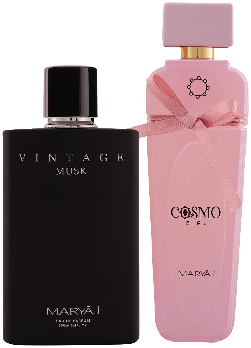 

Maryaj Vintage Musk Eau De Parfum Floral Musky Perfume 100ml for Unisex and Maryaj Cosmo Girl Eau De Parfum Floral Powdery Perfume 100ml for Women