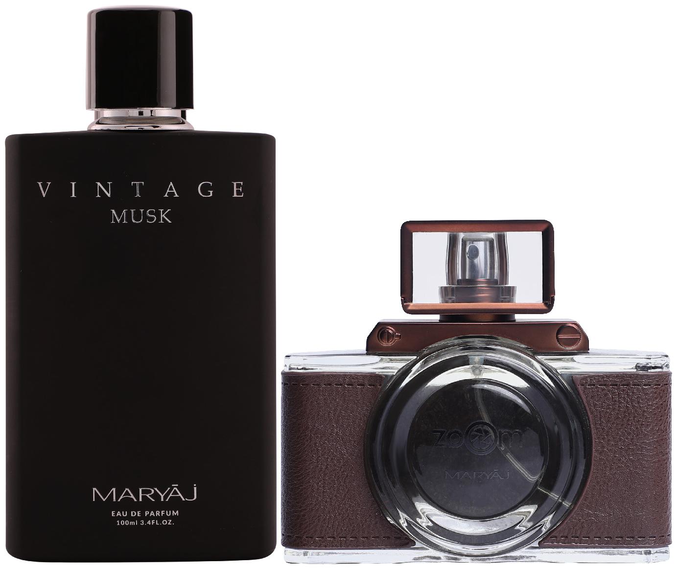 

Maryaj Vintage Musk Eau De Parfum Floral Musky Perfume 100ml for Unisex and Maryaj Zoom Pour Homme Eau De Parfum Spicy Woody Perfume 100ml for Men