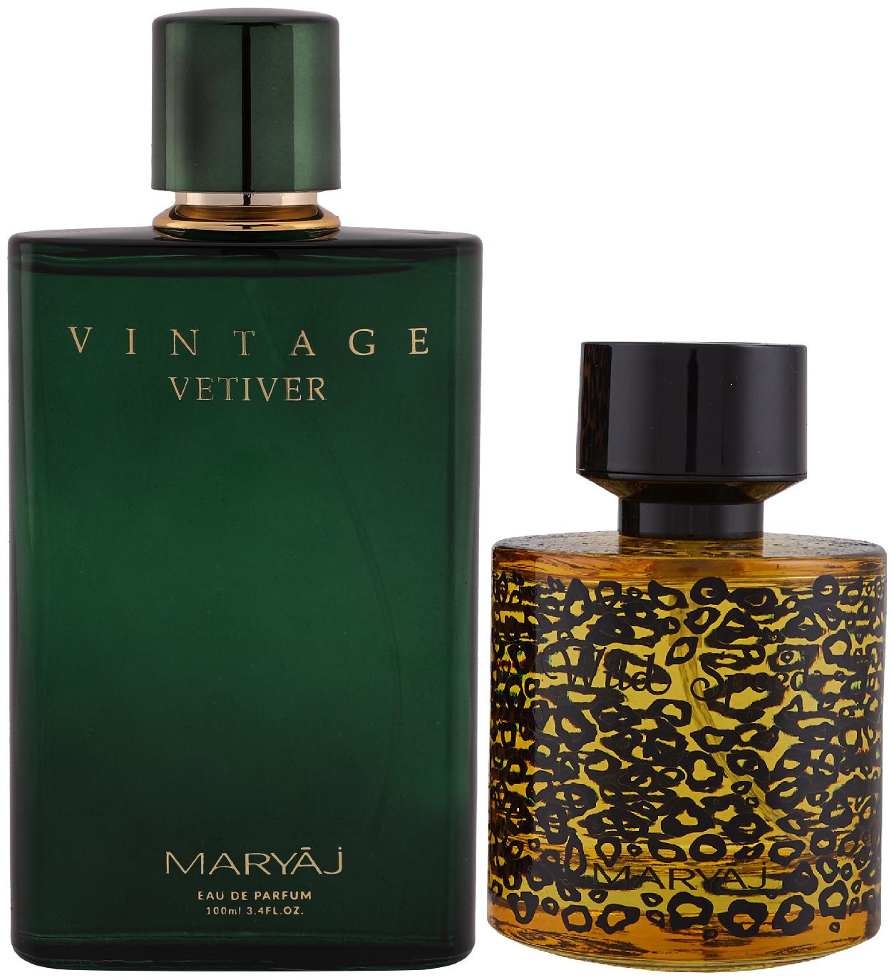 

Maryaj Vintage Vetiver Eau De Parfum Citrus Aromatic Perfume 100ml for Unisex and Maryaj Wild Speed Eau De Parfum Citrus Spicy Perfume 100ml for Men