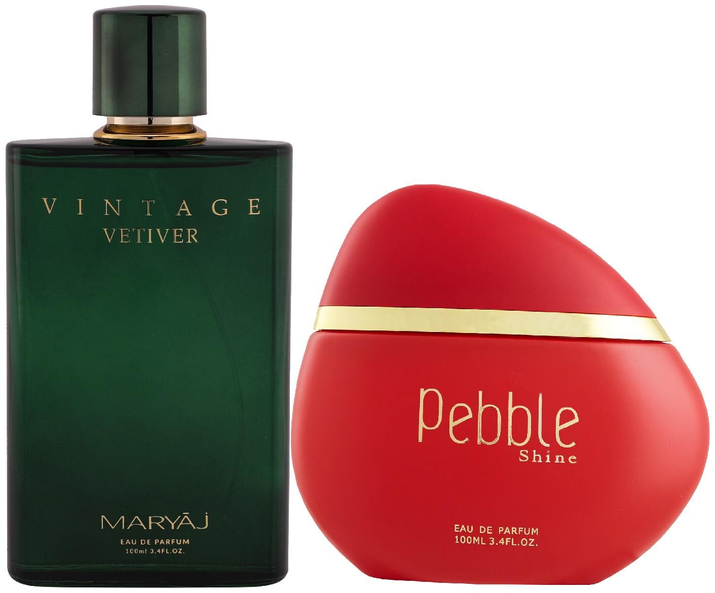 

Maryaj Vintage Vetiver Eau De Parfum Citrus Aromatic Perfume 100ml for Unisex and Maryaj Pebble Shine Eau De Parfum Floral Fruity Perfume 100ml for Women