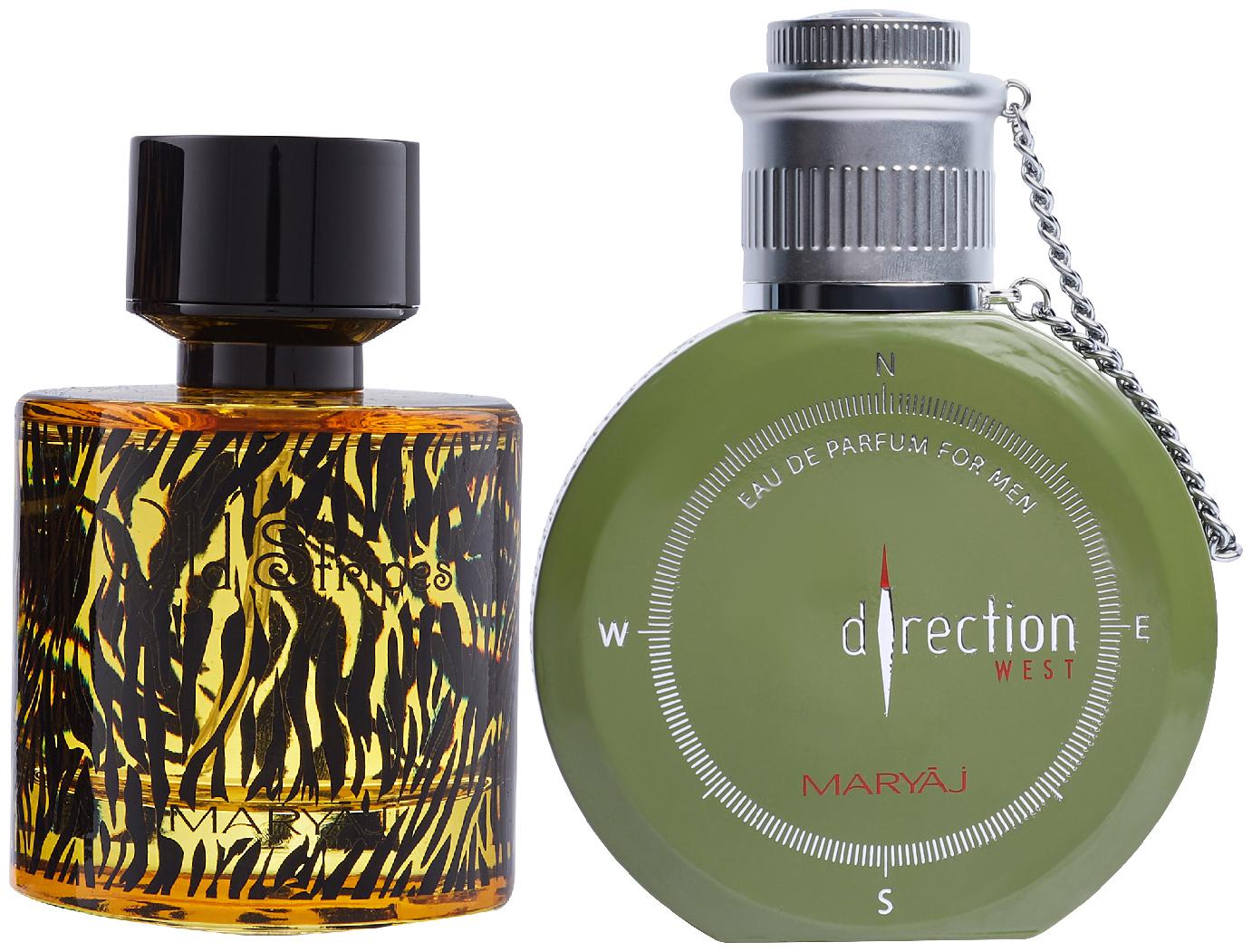 

Maryaj Wild Stripes Eau De Parfum Aromatic Oriental Perfume 100ml for Men and Maryaj Direction West Eau De Parfum Green Spicy Perfume 100ml for Men ( Pack of 2 )
