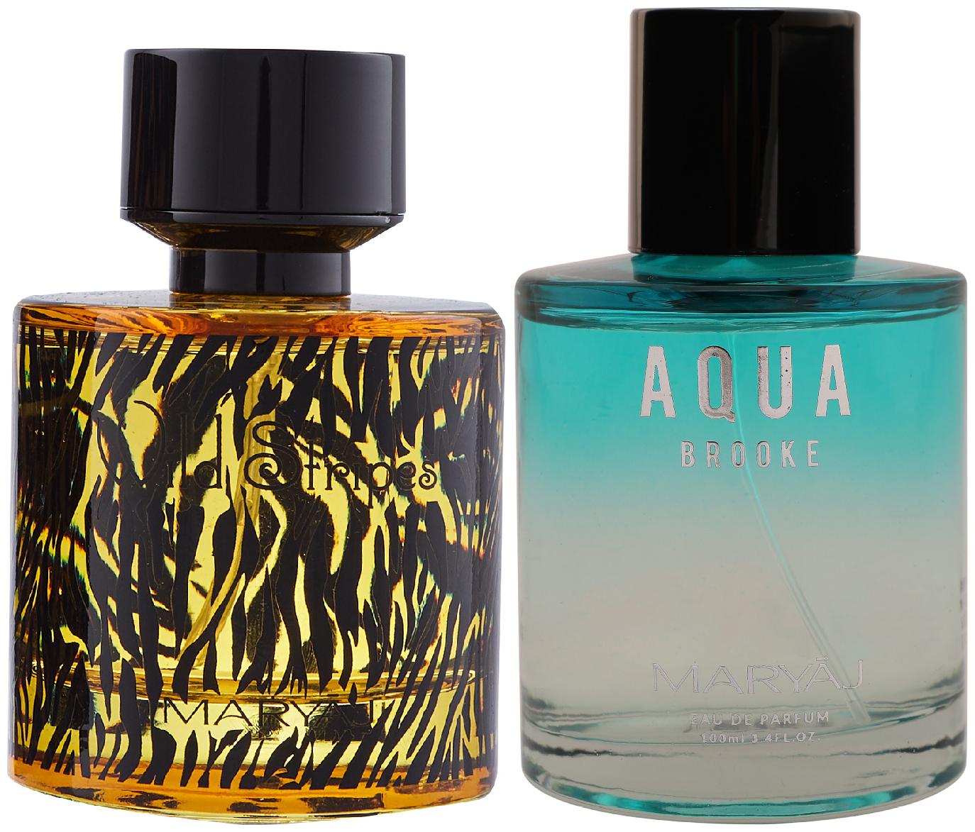 

Maryaj Wild Stripes Eau De Parfum Aromatic Oriental Perfume 100ml For Men And Maryaj Aqua Brooke Eau De Parfum Citrus Floral Perfume 100ml For Women (Pack Of 2)