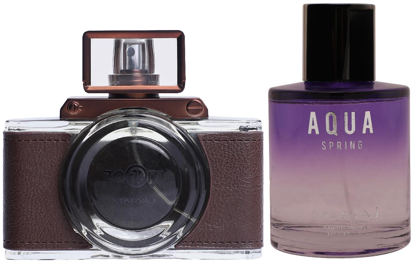 

Maryaj Zoom Pour Homme Eau De Parfum Spicy Woody Perfume 100ml For Men And Maryaj Aqua Spring Eau De Parfum Fruity Floral Perfume 100ml For Women (Pack Of 2)