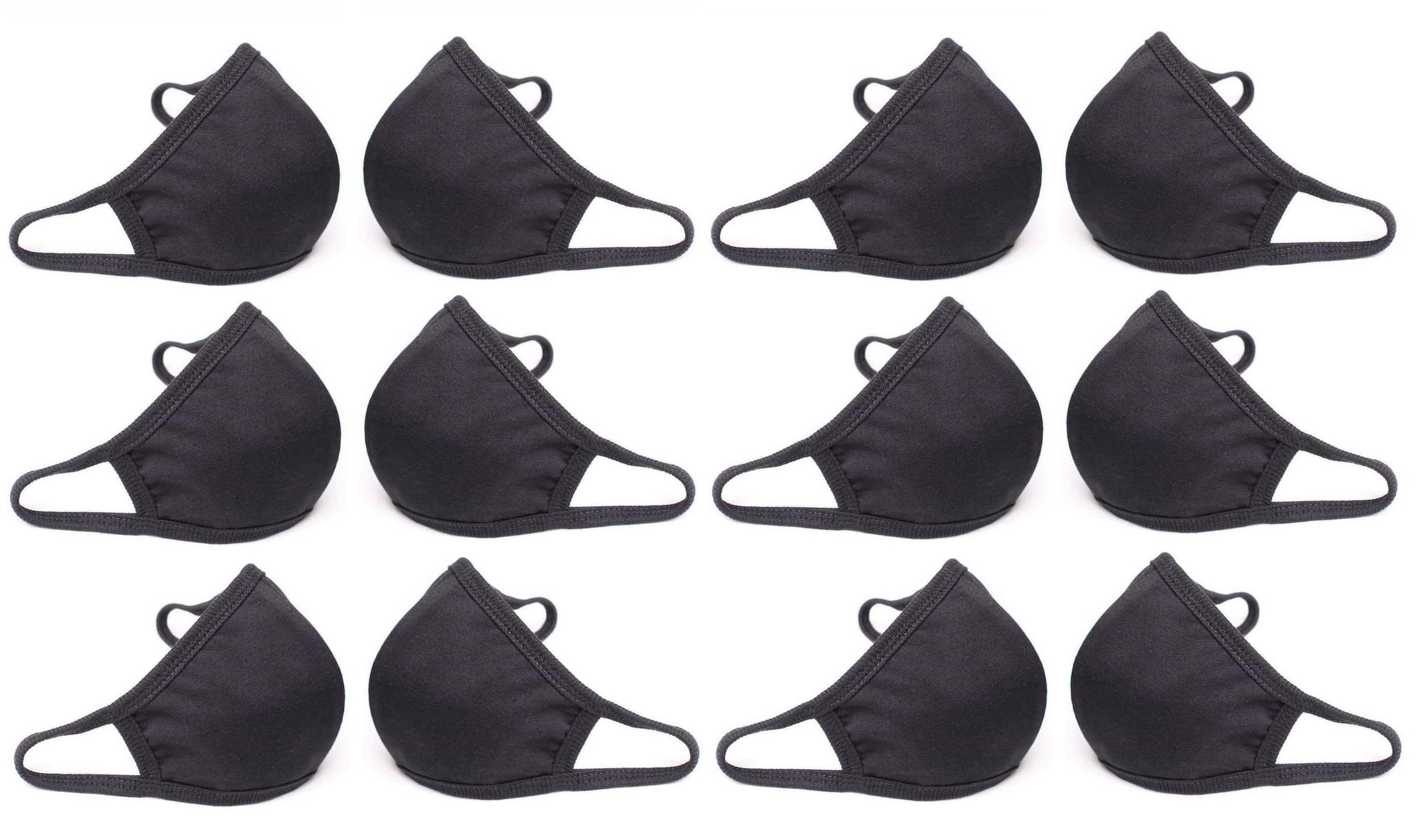 

Maskey Face Mask with Earloop Re-usable Strechable Washable Black (Pack of 12 )