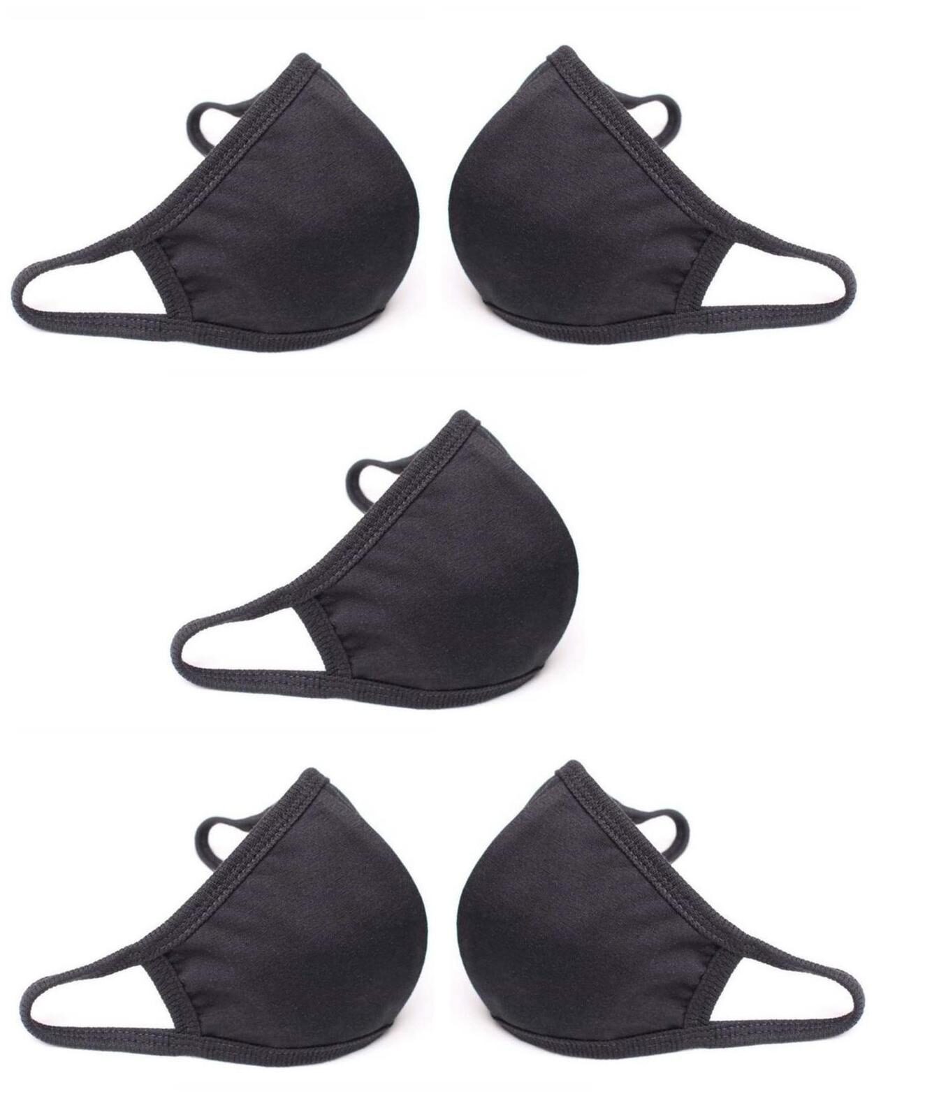 

Maskey Face Mask with Earloop Re-usable Strechable Washable Black (Pack of 5 )