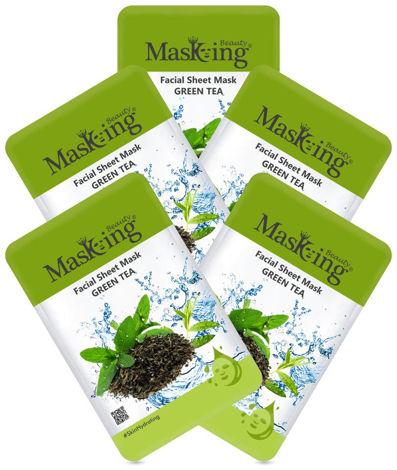 

Masking Beauty Facial Sheet Mask Green Tea 20ml Each (Pack of 5)
