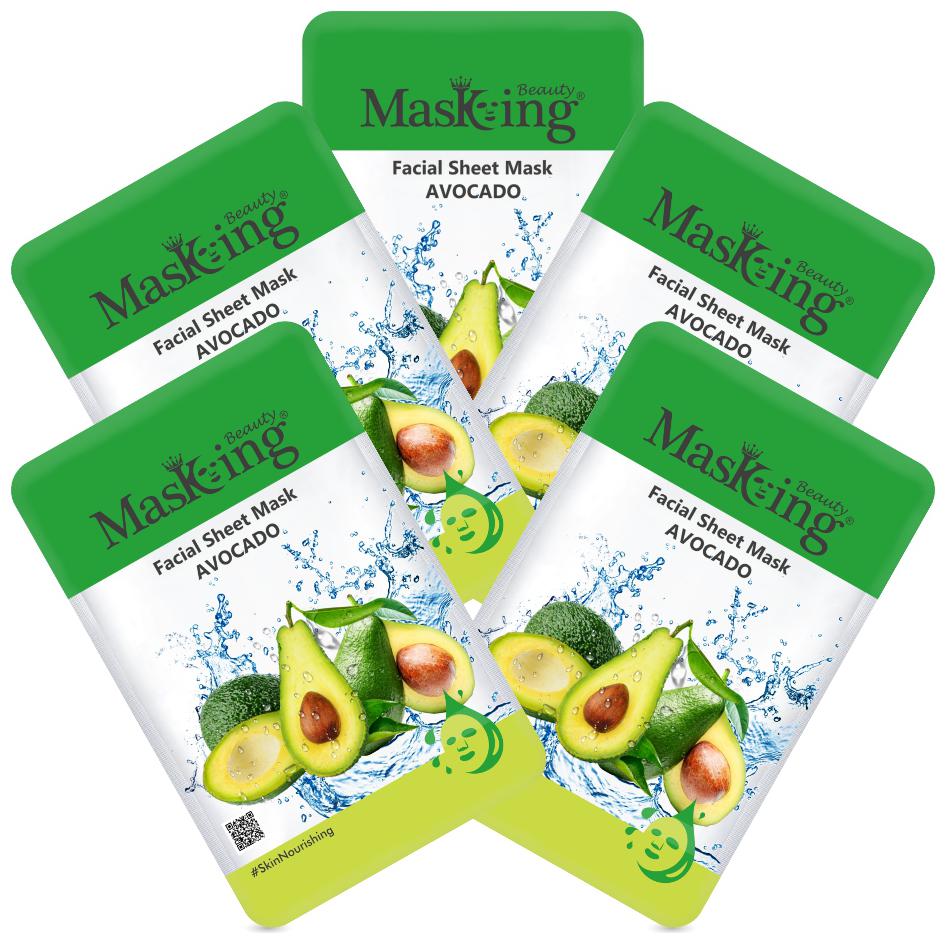 

Masking Beauty Facial Sheet Mask Avocado 20ml Each (Pack of 5)